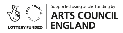 Logo: Arts Council England Lottery Funded. Supported using public funding by Arts Council England